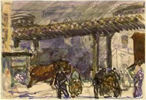 New York Prints: A Winter Day - Under the Elevated near Brooklyn Bridge, c. 1907