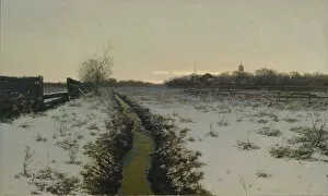 Country Village Gallery: Winter evening, 1888. Artist: Pervukhin, Konstantin Konstantinovich (1863-1915)