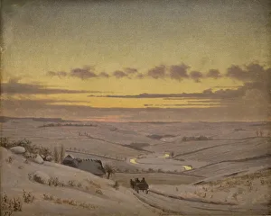 Vermehren Frederik Prints: Winter evening, Susåen, 1838-1910. Creator: Frederik Vermehren