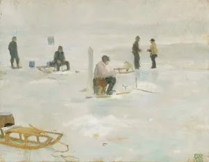 Neo Romanticism Prints: Winter Fishing, 1906. Creator: Erik Werenskiold