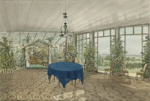 Winter Garden in the Pavlino Estate of Vielgorsky, 1834. Artist: Kolmann, Karl Ivanovich (1786-1846)
