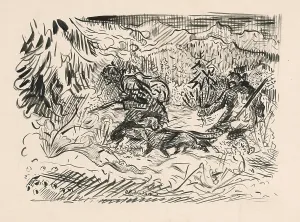 Ink On Cardboard Prints: Winter hunt, 1910-1940. Creator: Arnold Peter Weisz-Kubincan