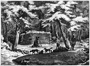 A winter hut in the Saskatchewan country, Canada, 1877