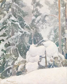 Coniferous Trees Gallery: Winter landscape, 1922. Artist: Halonen, Pekka (1865-1933)