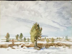 Juho Makela Prints: Winter Landscape, 1929. Creator: Juho Makela