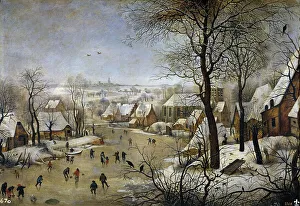 Winter landscape with a Bird Trap, ca 1601. Artist: Brueghel, Pieter Winter landscape with a Bird Trap, ca 1601. Artist: Brueghel, Pieter