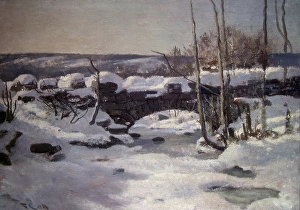 Fredrik Jonas Lucian Botfield Collett Prints: Winter Landscape with Bridge, 1904. Creator: Fredrik Jonas Lucian Botfield Collett
