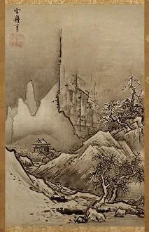 Muromachi Period Prints: Winter Landscape, c1470. Creator: Sesshu; Toyo (1420-1506)