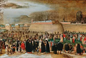 Shrove Tuesday Collection: Winter landscape with a carnival scene near the Kipdorppoort Bastion in Antwerp. Creator: Vrancx