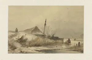 Johannes Franciscus Hoppenbrouwers Prints: Winter landscape with farm on canal, 1852. Creator: Johannes Franciscus Hoppenbrouwers