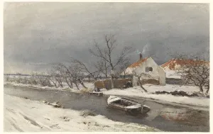 Lodewijk Franciscus Hendrik Apol Prints: Winter landscape with houses by a canal, 1874. Creator: Louis Apol