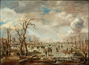 Winter Scene Gallery: Winter Landscape with Ice pleasures, c. 1655. Artist: Neer, Aert, van der (1603-1677)