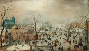 De Stomme Van Kampen Prints: Winter Landscape with Ice Skaters, c.1608. Creator: Hendrick Avercamp