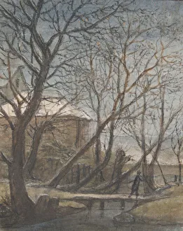 Waterloo Anthonie Prints: Winter Landscape with a Man Crossing, c.1660. Creator: Anthonie Waterloo