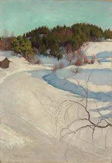 Kalevala Prints: Winter landscape at Myllykyla, 1896. Creator: Halonen, Pekka (1865-1933)
