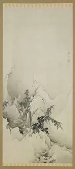 Ravine Collection: Winter landscape: a ravine, Meiji era, 1883. Creator: Kano Hogai