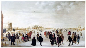 Winter landscape on the River Ijsel near Kampen, c1615. Artist