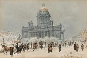 Montferrand Prints: Winter Landscape with the Saint Isaacs Cathedral, 1869