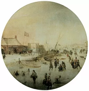 Winter Scene Gallery: Winter landscape with skaters
