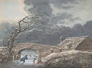 Winter Landscape with Skaters on a Frozen Canal, n. d Creator: Vincent Jansz