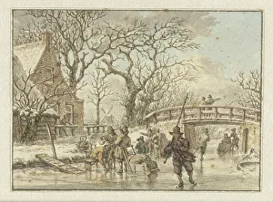 Cats Jacob Prints: Winter landscape with skaters on a river, 1781. Creator: Jacob Cats