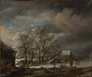 Storm Cloud Prints: Winter Landscape with Snow-covered Trees, c1670-1680. Creator: Jacob van Ruisdael