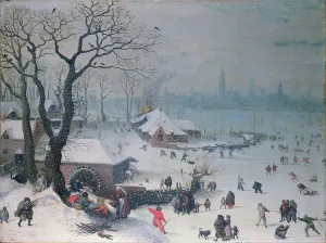 Winter Landscape with Snowfall near Antwerp. Artist: Valckenborch, Lucas, van (1530-1597) Winter Landscape with Snowfall near Antwerp. Artist: Valckenborch, Lucas, van (1530-1597)