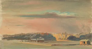 Outbuilding Prints: Winter landscape at sunset. Creator: Johan Knutson