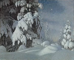 Winter Landscape Collection: Winter Moonlight, 1895. Artist: Fjaestad, Gustaf (1868-1948)