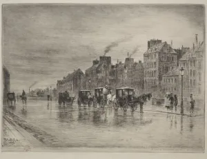A Winter Morning on the Quai de lHotel -Dieu, 1876. Creator: Felix Hilaire Buhot (French