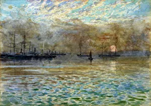 Black Smoke Prints: Winter morning, Wellington Harbour, c1900. Creator: James McLauchlan Nairn