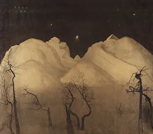 Neo Romanticism Prints: Winter Night in the Mountains. Study, from 1901 until 1902. Creator: Harald Sohlberg