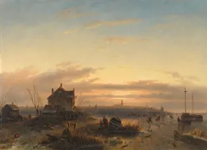 Waterside Prints: Winter op het IJ voor Amsterdam, 1850. Creator: Charles Henri Joseph Leickert