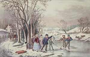 North America Prints: Winter Pastime, pub. 1855, Currier & Ives (Colour Lithograph)