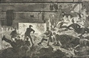 Harpers Weekly Prints: Winter Quarters in Camp - The Inside of a Hut, 1863. Creator: Unknown