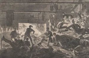 Open Fire Prints: Winter Quarters in Camp - The Inside of a Hut (Harpers Weekly, Vol