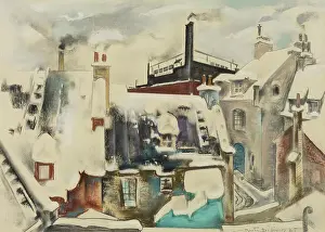 Chimneys Prints: Winter, Quebec, 1925. Creator: Preston Dickinson