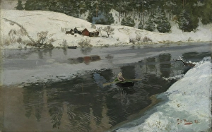 Snowy Prints: Winter at the River Simoa, 1883. Creator: Frits Thaulow