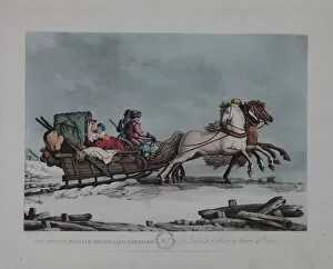 Sledge Driving Gallery: The Winter Russian Travelling Carriage, 1810s. Artist: Dubourg, Matthew (active 1786-1838)
