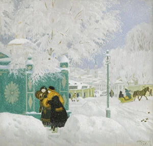 Kustodiev Gallery: Winter Scene. Artist: Kustodiev, Boris Michaylovich (1878-1927)