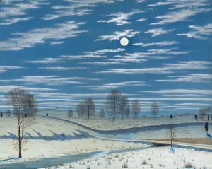 Moonlight Prints: Winter Scene in Moonlight, 1869. Creator: Henry Farrer