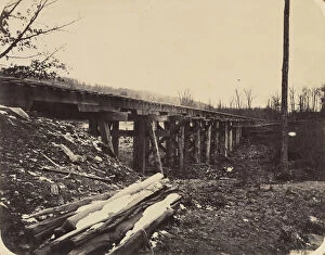 Winter Scene with Trestle Bridge Along the Atlantic & Great Western Railway, 1862-64