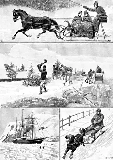 Sled Prints: Winter Scenes in Newfoundland, 1890. Creator: R. Taylor