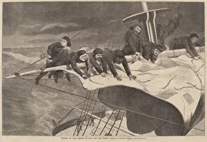 Winter at Sea - Taking in Sail Off the Coast, published 1869. Creator: Winslow Homer Winter at Sea - Taking in Sail Off the Coast, published 1869. Creator: Winslow Homer