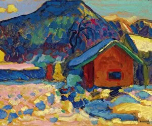 Oil On Cardboard Gallery: Winter study with mountain, 1908