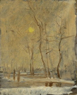 Ladislav Prints: Winter Sun in a Landscape with a Brook