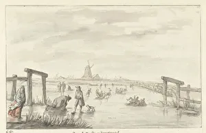 Winter view in Boom, from Zwarte Water near Zwolle, 1661-1693. Creator: Gerrit Grasdorp