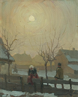 Mousson Teodor Jozef Prints: Winter in the village, c1923. Creator: Teodor Jozef Mousson