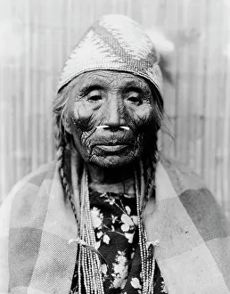 Nose Piercing Prints: Wishram female type (front), 1910, c1915. Creator: Edward Sheriff Curtis