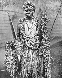 Peoples Of The World In Pictures Gallery: A witch-doctor, Uganda, Africa, 1936.Artist: Wide World Photos